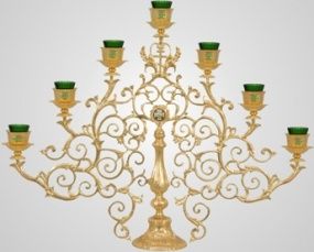 Семисвечник напрестольный средний золочение Семисвечник напрестольный средний золочение