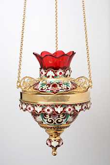 Лампада филигранная казанская с эмалевым кантом / золочение Лампада филигранная казанская с эмалевым кантом / золочение