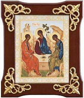Икона в деревянной рамке Троица (оклад)