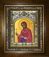 Икона освященная ''Евгений Севастийский, в деревяном киоте