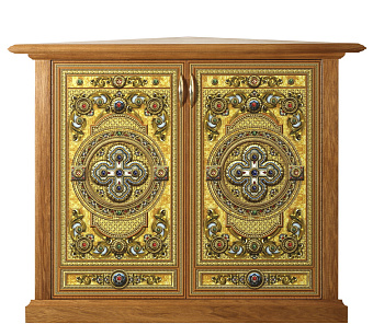 Жертвенник "Маркетри" 0, 9х0, 9 угловой с полкой и дверцей Жертвенник "Маркетри" 0, 9х0, 9 угловой с полкой и дверцей