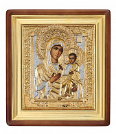 Икона Пресвятой Богородицы ИВЕРСКАЯ (РУКОПИСНАЯ, КИОТ, РИЗА)