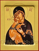 Икона покровительница Богородица Владимирская с позолотой