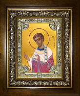Икона освященная Стефан Первомученик в деревянном киоте