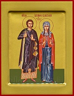 Икона из дерева с золочением "Адриан мученик, Наталия мученица"