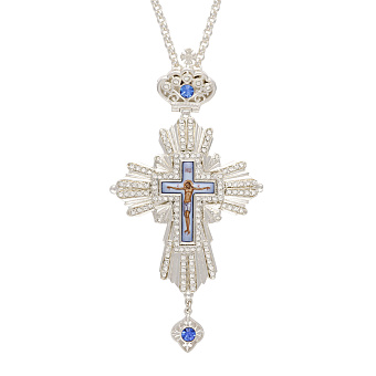 Крест наперсный №92 камни / серебрение Крест наперсный №92 камни / серебрение