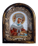 Икона св.равноап.царица Елена бисерная, багет, деревянная рама
