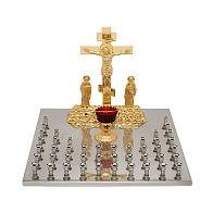 Крышка панихидного стола 44 свечи нержавеющая сталь частичное золочение Крышка панихидного стола 44 свечи нержавеющая сталь частичное золочение