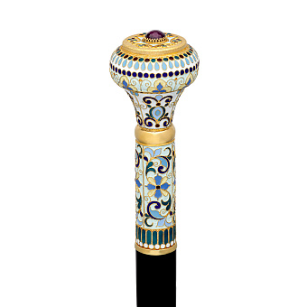 Посох №23 неразборный филигрань, эмаль с фигурным окончанием №1 / золочение Посох №23 неразборный филигрань, эмаль с фигурным окончанием №1 / золочение