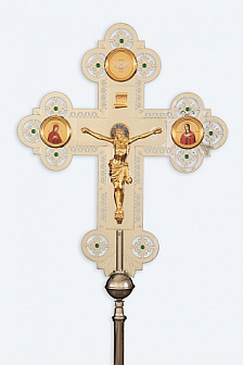 Крест-икона запрестольная частичное золочение никель гравировка камни