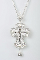 Крест наперсный № 120 /серебрение/ литьевое распятие Крест наперсный № 120 /серебрение/ литьевое распятие