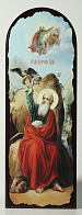 Икона на МДФ 18х50 арочная, объёмная печать, лак Илия Пророк