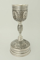 Потир 0.75л ручная гравировка, чеканка / штампованный поддон / серебро (УИН) Потир 0.75л ручная гравировка, чеканка / штампованный поддон / серебро (УИН)
