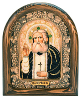 Икона ''Преподобный Серафим Саровский'' ручной работы из бисера