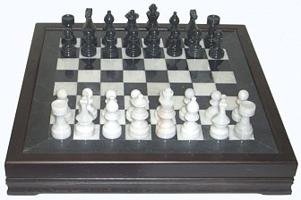Шахматы каменные Европейские, бархат, венге, мрамор, 43*43см (высота короля 3,50")