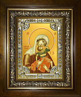 Икона освященная Пресвятой Богородицы Взыграние Младенца в деревянном киоте