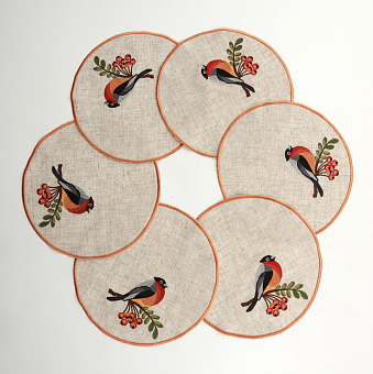 Салфетка рождественская вышитая (набор 6 шт) Салфетка рождественская вышитая (набор 6 шт)