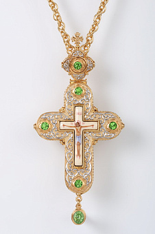 Крест наперсный №111 / золочение / серебро литьевые накладки (УИН) Крест наперсный №111 / золочение / серебро литьевые накладки (УИН)