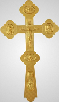 Крест напрестольный №6-2 сложный малый золочение Крест напрестольный №6-2 сложный малый золочение