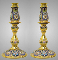 Подсвечник большой №1 / 2 свечи / роспись серебро / золочение / (УИН) Подсвечник большой №1 / 2 свечи / роспись серебро / золочение / (УИН)