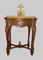 Панихидный стол №14 резной декор, частичное золочение золоч.крышка на 70 св. Панихидный стол №14 резной декор, частичное золочение золоч.крышка на 70 св.