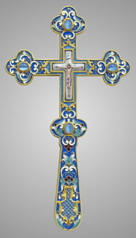 Крест напрестольный водосвятный финифть, филигрань, эмаль серебро (УИН) Крест напрестольный водосвятный финифть, филигрань, эмаль серебро (УИН)