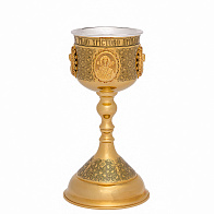 Потир 0.85л латунь лазерная гравировка №19 литьевые лики / золочение / серебряный вкладыш (УИН) Потир 0.85л латунь лазерная гравировка №19 литьевые лики / золочение / серебряный вкладыш (УИН)