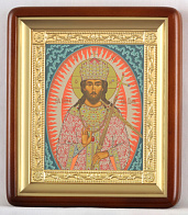 Икона в киоте 18х24 фигурный, темпера, рамка золочёная Господь Царь Царей