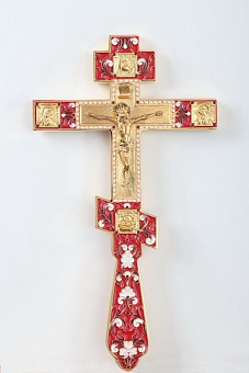 Крест напрестольный эмаль с золочением Крест напрестольный эмаль с золочением