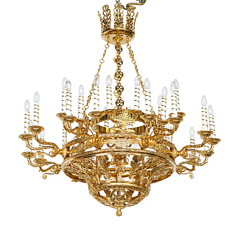 Паникадило 2 яруса 28 свечей с серафимами золочение Паникадило 2 яруса 28 свечей с серафимами золочение