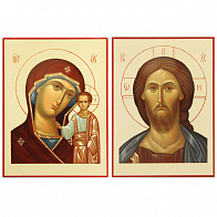 Венчальная пара икон (Господь Вседержитель и Казанская Божия Матерь)