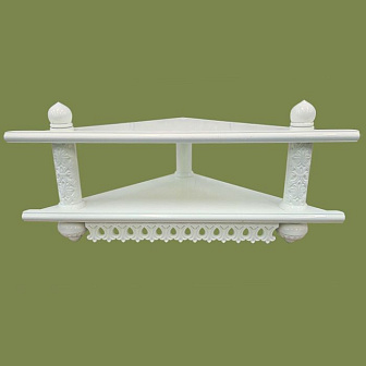 Полка для икон 2-х ярусная угловая низкая белая из дерева