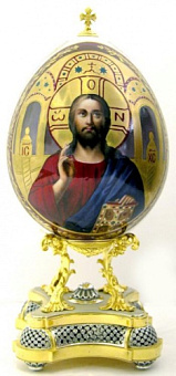 Яйцо пасхальное фарфоровое, эмаль, гильяш на подставке №560 / золочение / серебро (УИН) Яйцо пасхальное фарфоровое, эмаль, гильяш на подставке №560 / золочение / серебро (УИН)