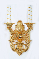 Лампада 2 свечи большая алюминиевая золочение Лампада 2 свечи большая алюминиевая золочение