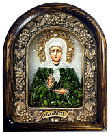 Икона Святая Блаженная Матрона, натуральные камни нефрит
