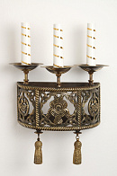 Лампада 3 свечи с херувимом патинирование Лампада 3 свечи с херувимом патинирование