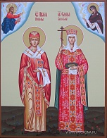 Икона "Св.Никита и св.Елена", липовая доска, дубовые шпонки, левкас, сусальное золото, темпера, подарочная упаковка