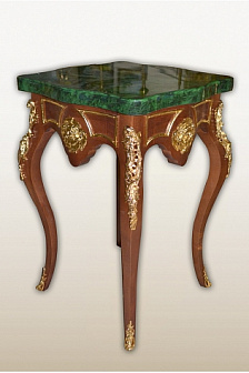 Литийный столик (массив кр.дерево,мраморная крышка,литые накладки)