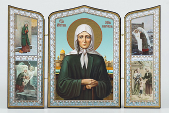 Складни деревянные 19х28 трёхстворчатые, двойное тиснение, фигурные, в упаковке Ксения Петербургская блж. Складни деревянные 19х28 трёхстворчатые, двойное тиснение, фигурные, в упаковке Ксения Петербургская блж.