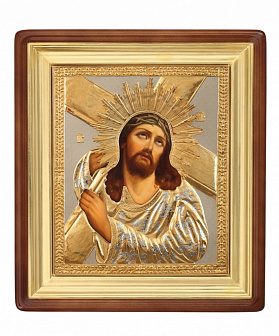 Икона живописная в киоте 40х50 масло, риза №177, киот №1 Спас с крестом