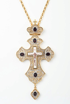 Крест наперсный филигрань №0016 финифть /золочение,серебрение/ Крест наперсный филигрань №0016 финифть /золочение,серебрение/