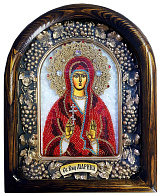Икона Святая Великомученица Марина, бисер натуральные камни гранат