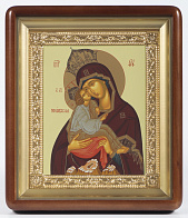 Икона в киоте 18х24 фигурный, темпера, рамка золочёная Почаевская БМ