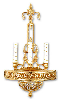 Лампада 3 свечи ажурная золочение Лампада 3 свечи ажурная золочение