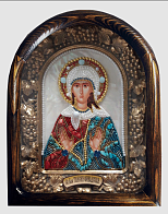 Икона св.блж.Таисия Фиваидская бисер, багет, деревянная рама