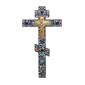 Крест напрестольный №3 литье, филигрань, эмаль, хим.гравировка / золочение Крест напрестольный №3 литье, филигрань, эмаль, хим.гравировка / золочение