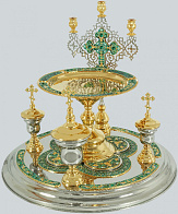 Блюдо всенощное №2А частичное золочение ручная гравировка эмаль (с мельх. вклад.) Блюдо всенощное №2А частичное золочение ручная гравировка эмаль (с мельх. вклад.)