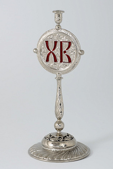 Подсвечник ХВ пасхальный с эмалью никель №2 Подсвечник ХВ пасхальный с эмалью никель №2