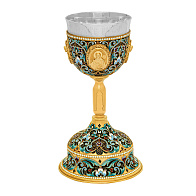 Потир 1.0л 4-литьевых лика, филигрань, эмаль №3 / золочение / серебряный стакан (УИН) Потир 1.0л 4-литьевых лика, филигрань, эмаль №3 / золочение / серебряный стакан (УИН)