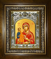 Икона освященная ''Божия Матерь Троеручица'', в деревяном киоте